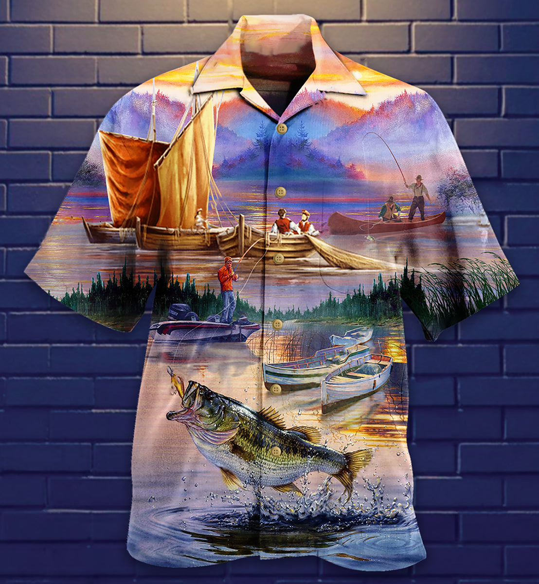 Fishing Under Sunset Cool - Hawaiian Shirt - Reefox