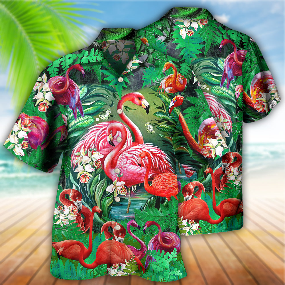 Flamingo Pink Love Life - Hawaiian Shirt - Reefox