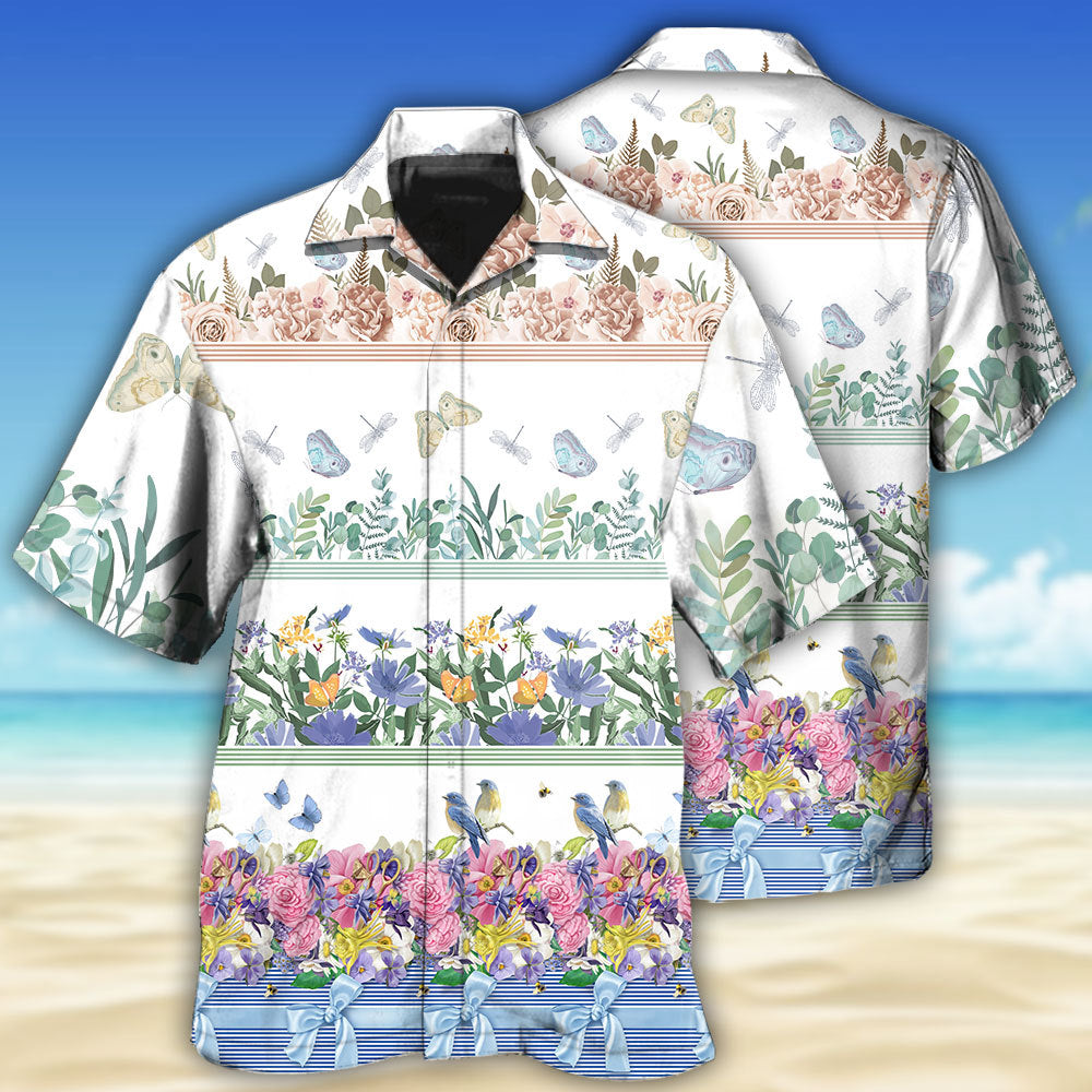 Flower Amazing Florist Bird And Butterfly - Hawaiian Shirt - Reefox