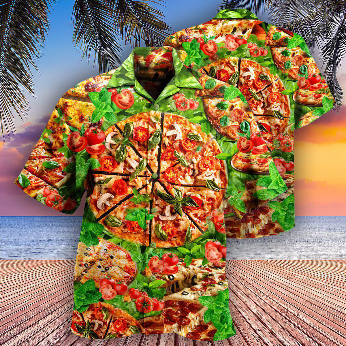 Food Delicious Pizza Love At First Bite - Hawaiian Shirt - Reefox