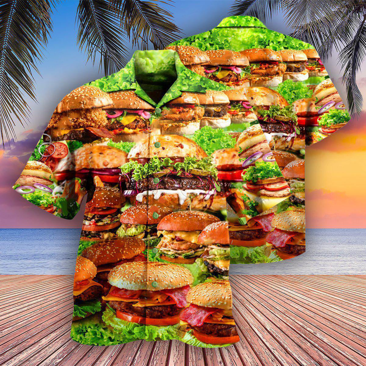 Food Good Mood Delicious Hamburger - Hawaiian Shirt - Reefox