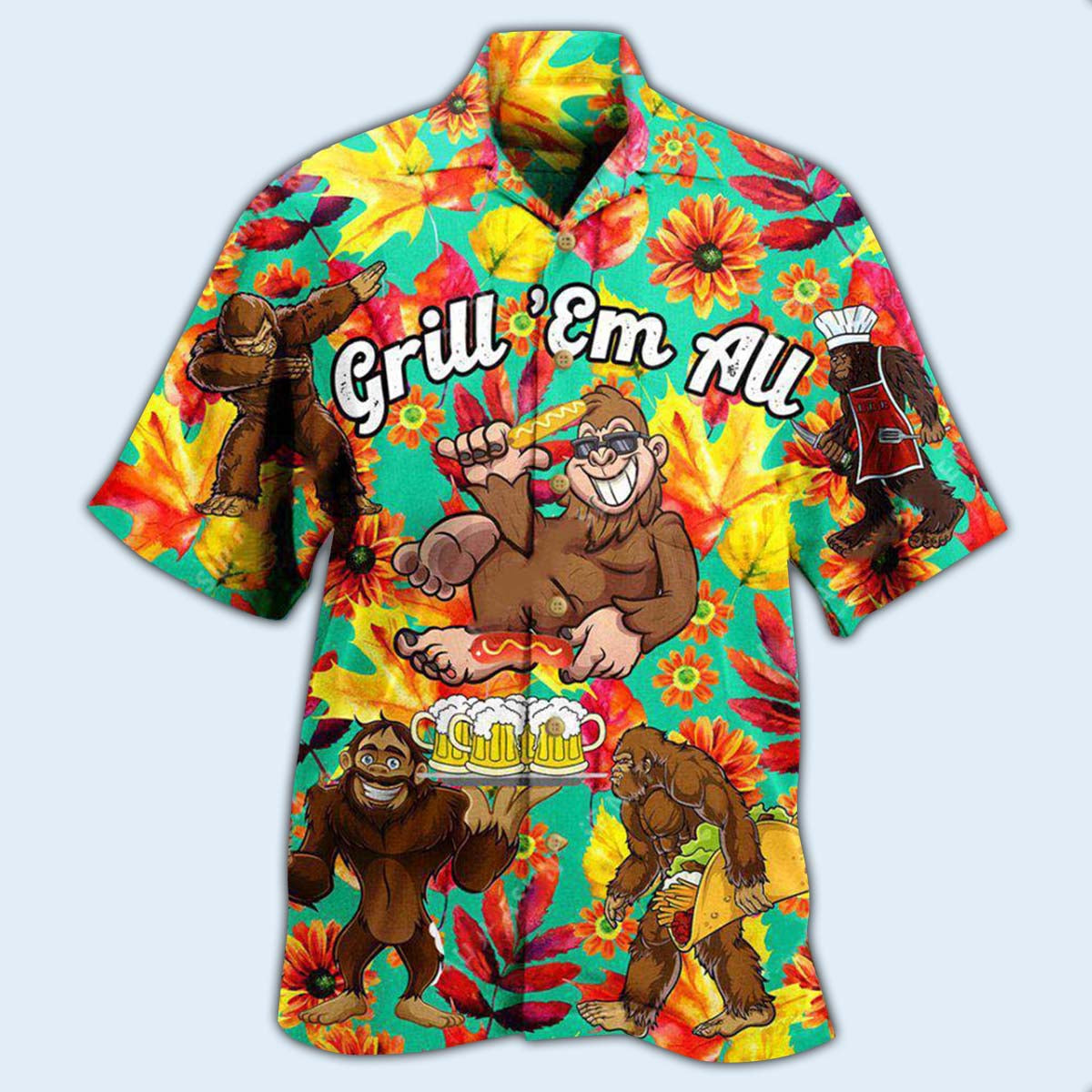 Food Grill Em All Funny Barbecue Cool - Hawaiian Shirt - Reefox