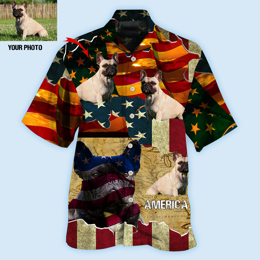 French Bulldog America Sunset Custom Photo - Hawaiian Shirt - Reefox