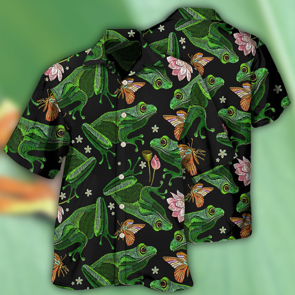 Frog Green Frog Black Style - Hawaiian Shirt - Reefox