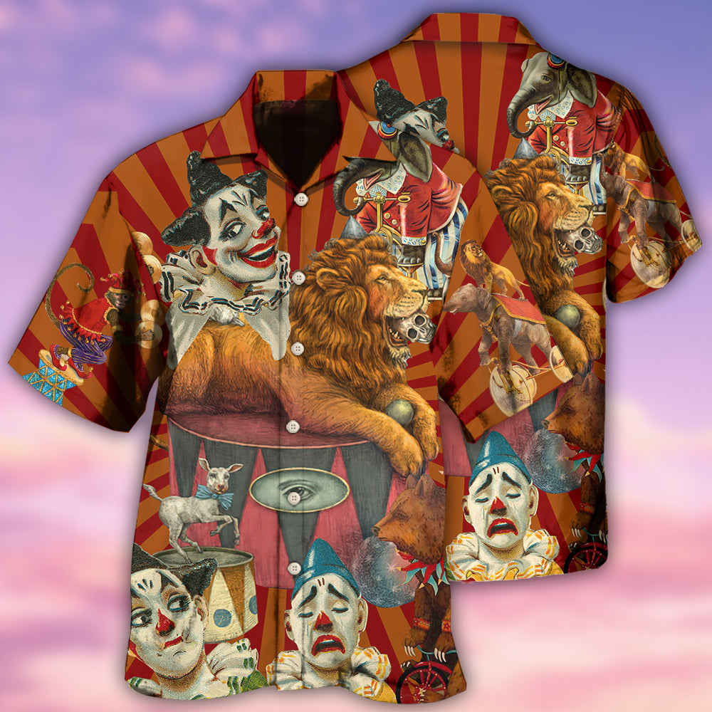 Clown Funny Happy Lion - Hawaiian Shirt - Reefox