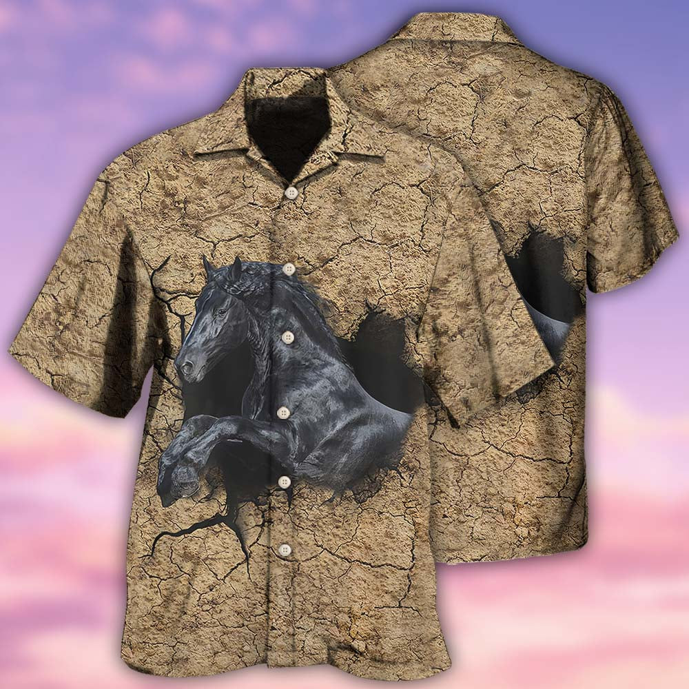 Horse Black Darkness - Hawaiian Shirt - Reefox