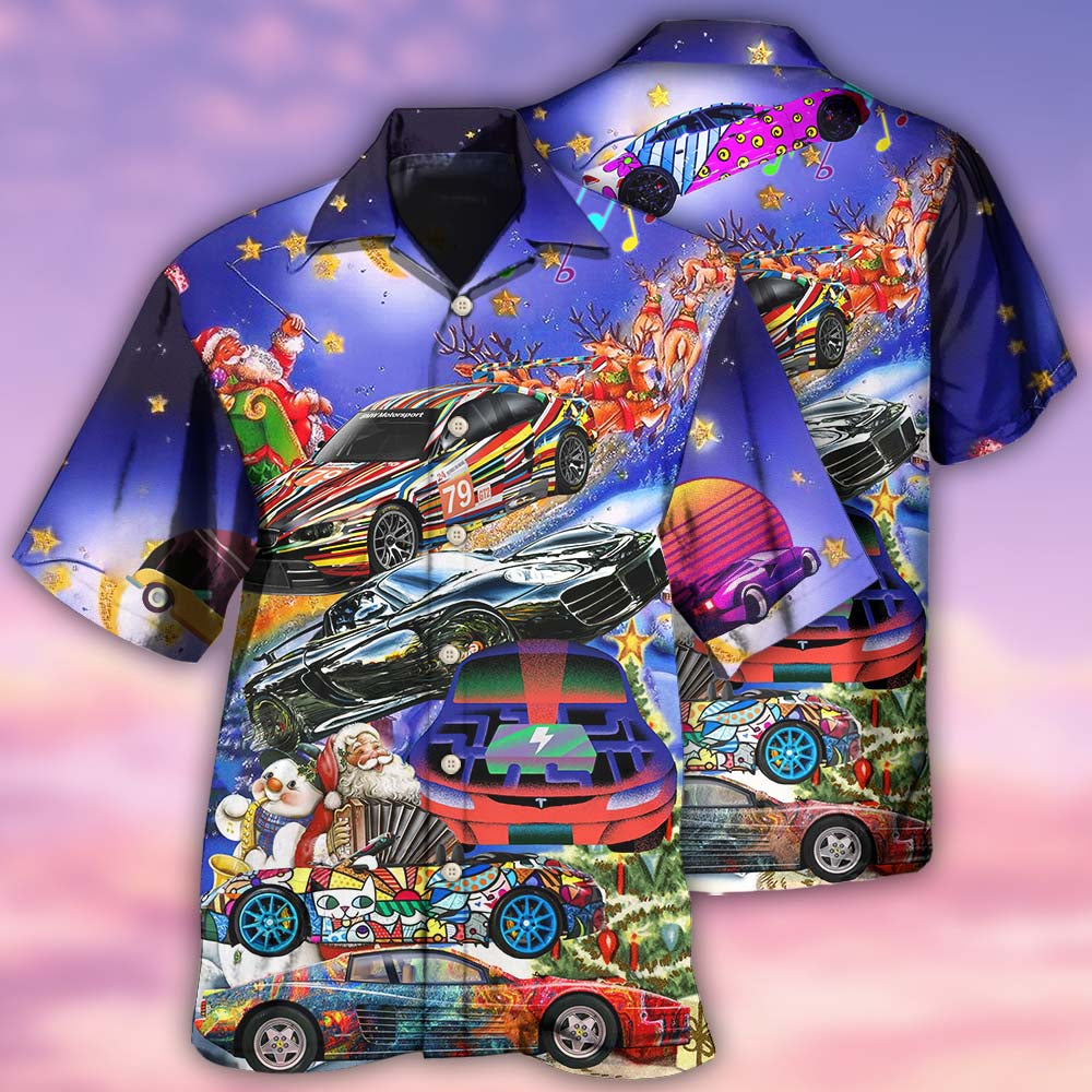 Car Funny For Christmas Merry Night - Hawaiian Shirt - Reefox