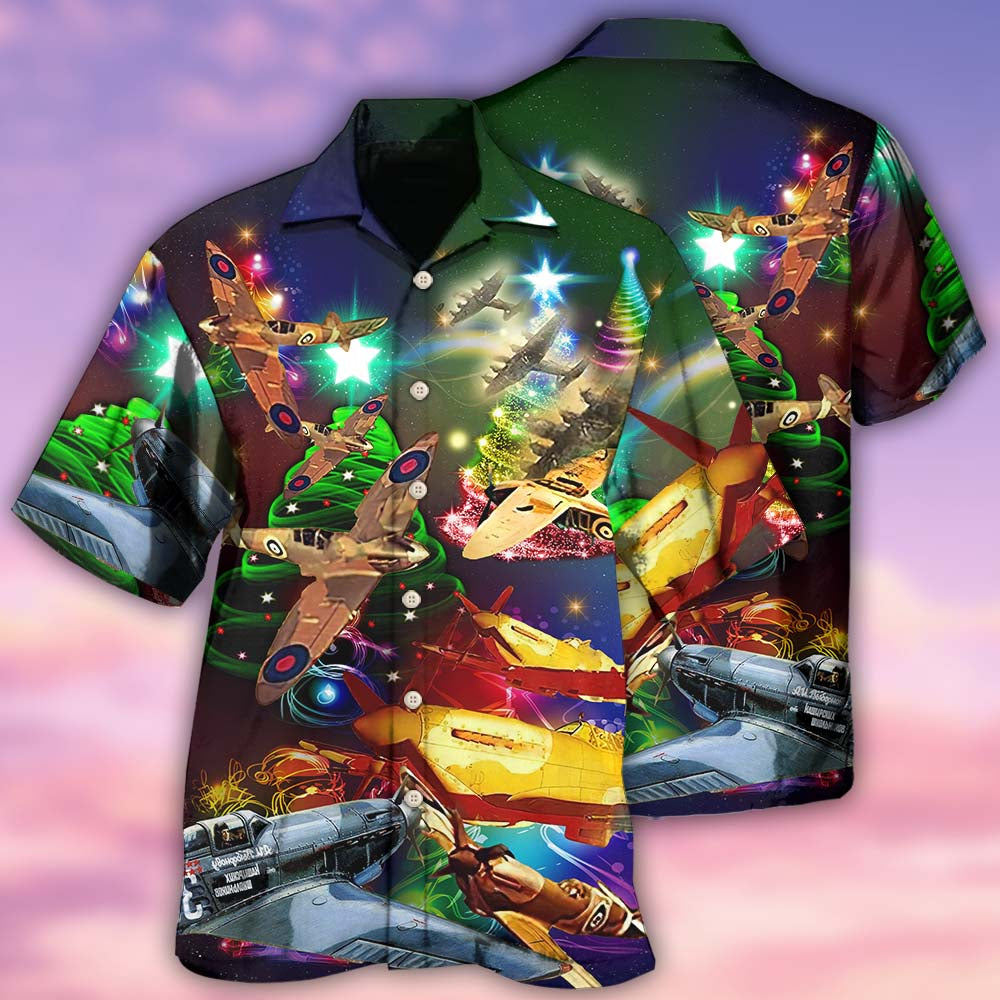 Combat Aircraft Fly Sky Merry Christmas - Hawaiian Shirt - Reefox