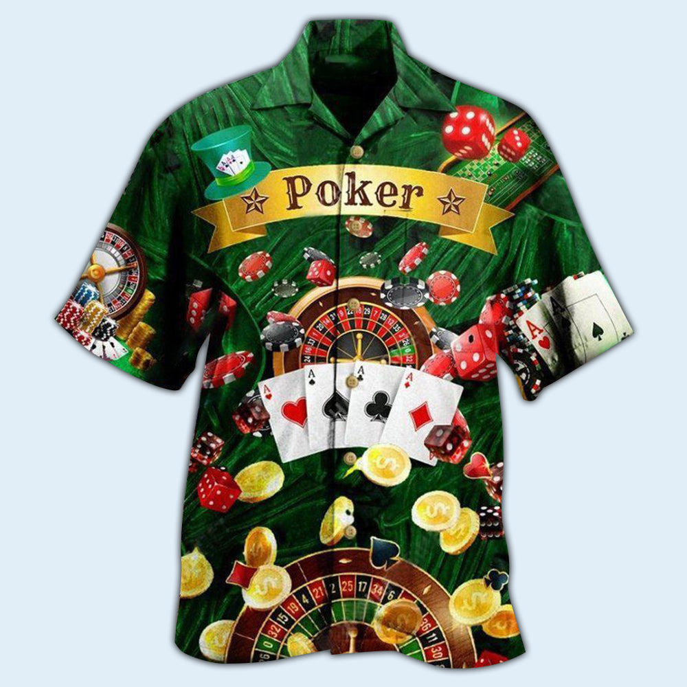 Poker Gambling Born To Play Poker Forced To Work - Hawaiian Shirt - Reefox