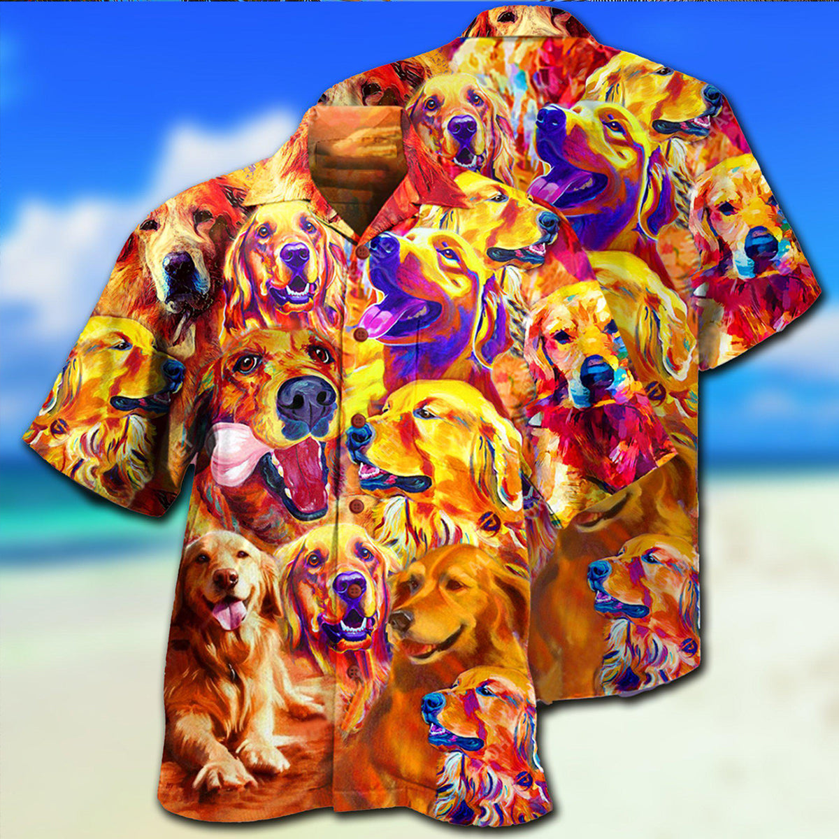Golden Retriever Dad Ever - Hawaiian Shirt - Reefox