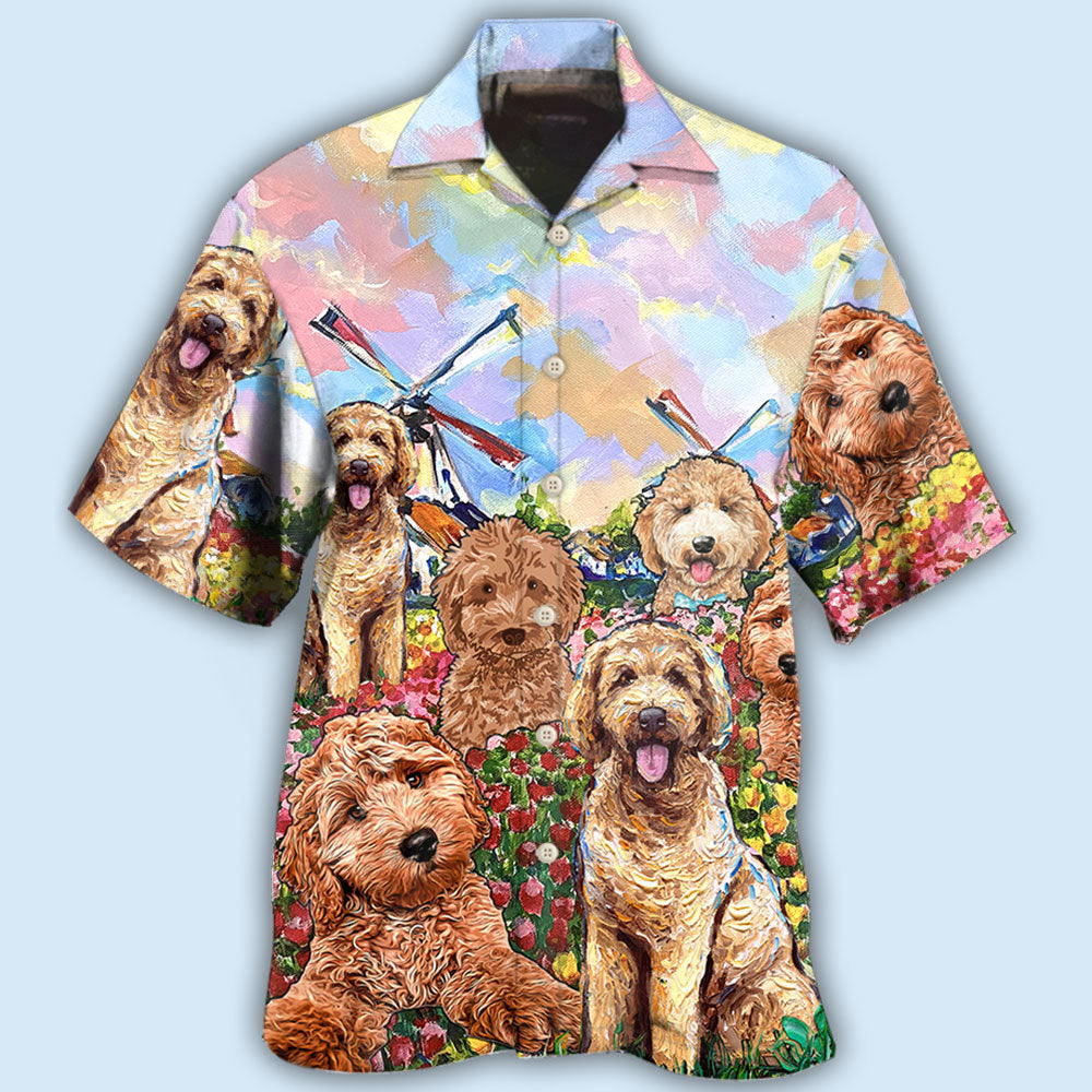 Goldendoodle Dog With Flowers - Hawaiian Shirt - Reefox