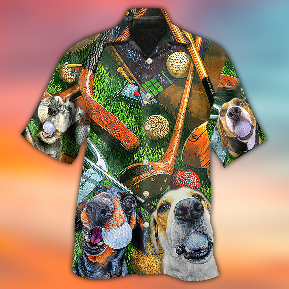 Golf Vintage Style Funny Dog - Hawaiian Shirt - Reefox