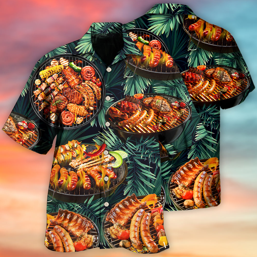 BBQ Grilled Tropical Leaf Style - Hawaiian Shirt - Reefox