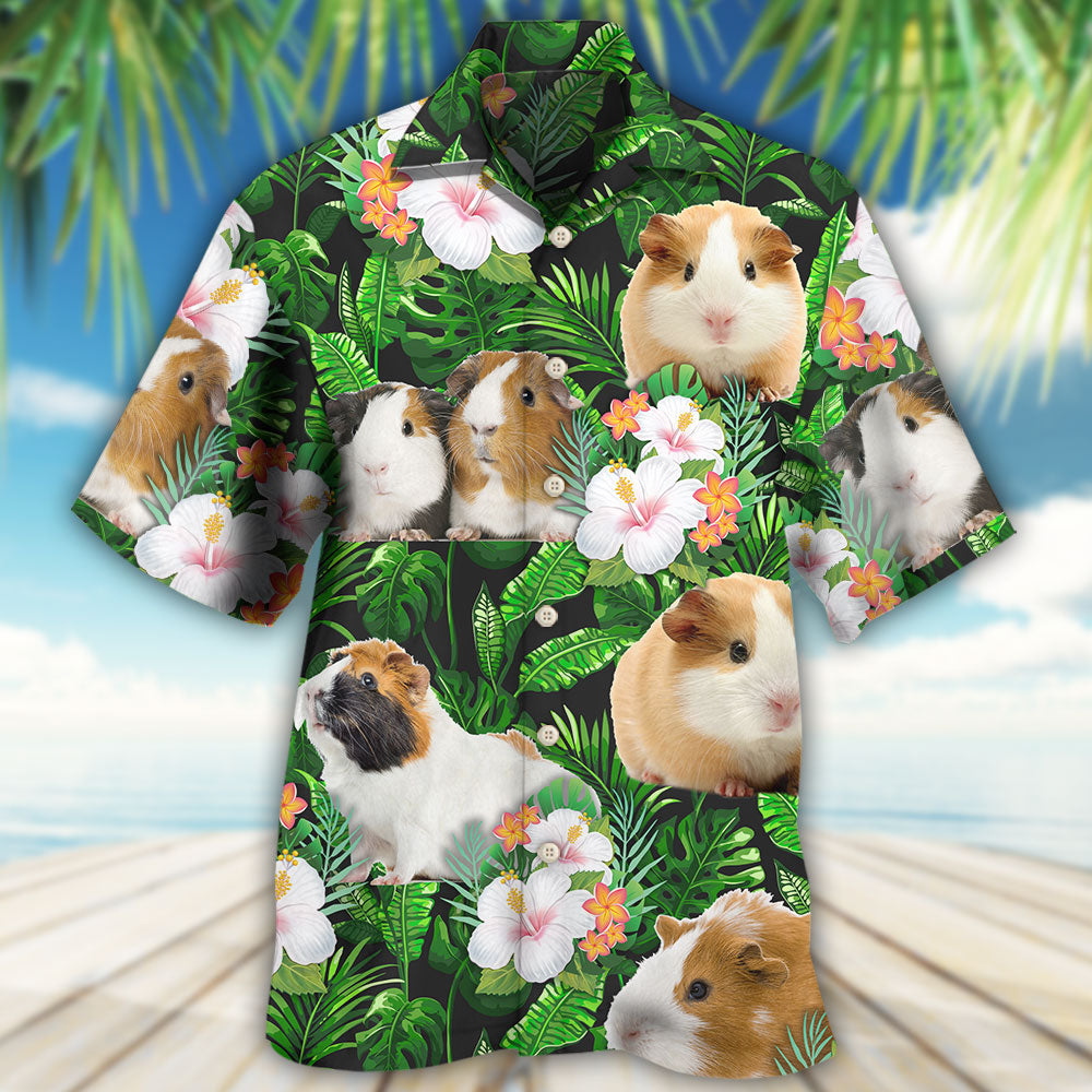 Guinea Pig Green Tropical Leaf - Hawaiian Shirt - Reefox