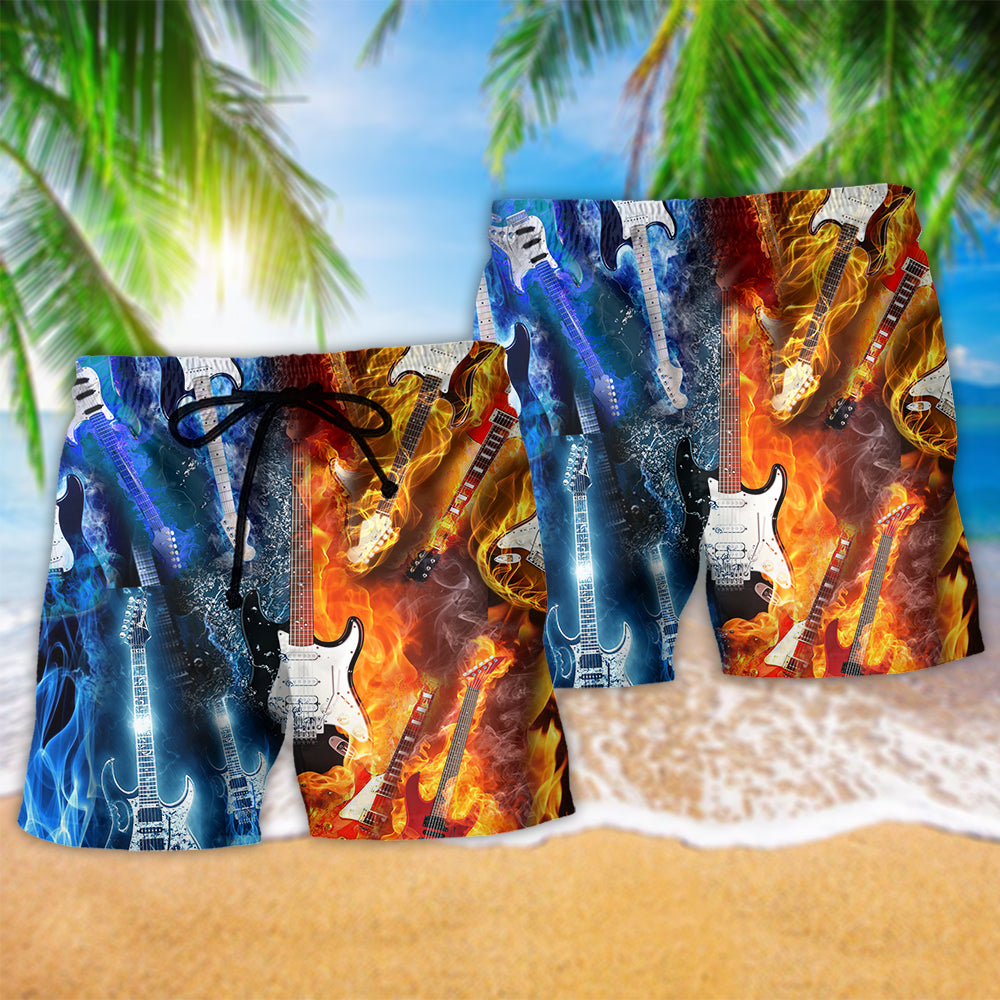 Guitar Is Therapy Music Is Life - Beach Short Reefox - Owls Matrix LTD