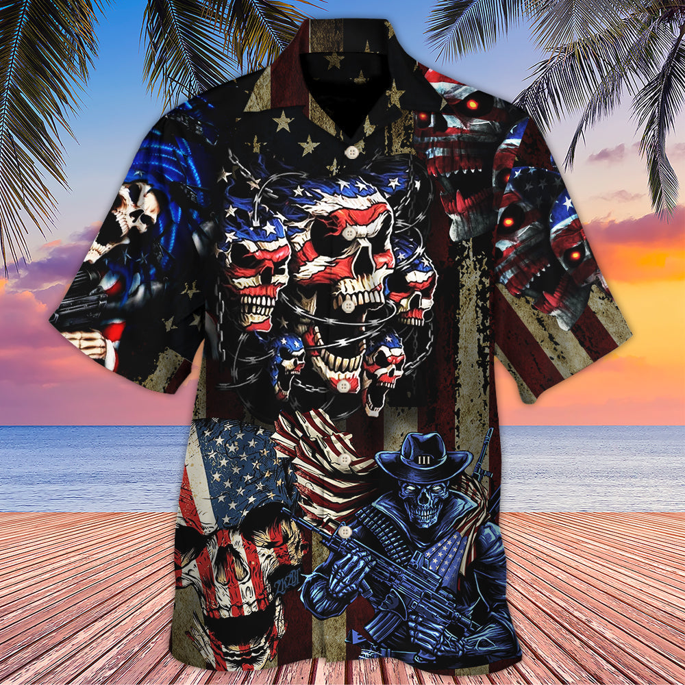 America Skull Pride Cool Style - Hawaiian Shirt