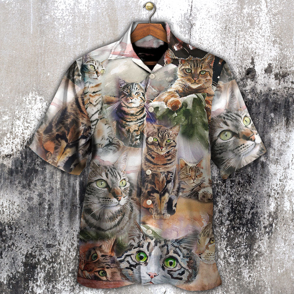 Tabby Cat Art Daily Portrait - Hawaiian Shirt - Reefox
