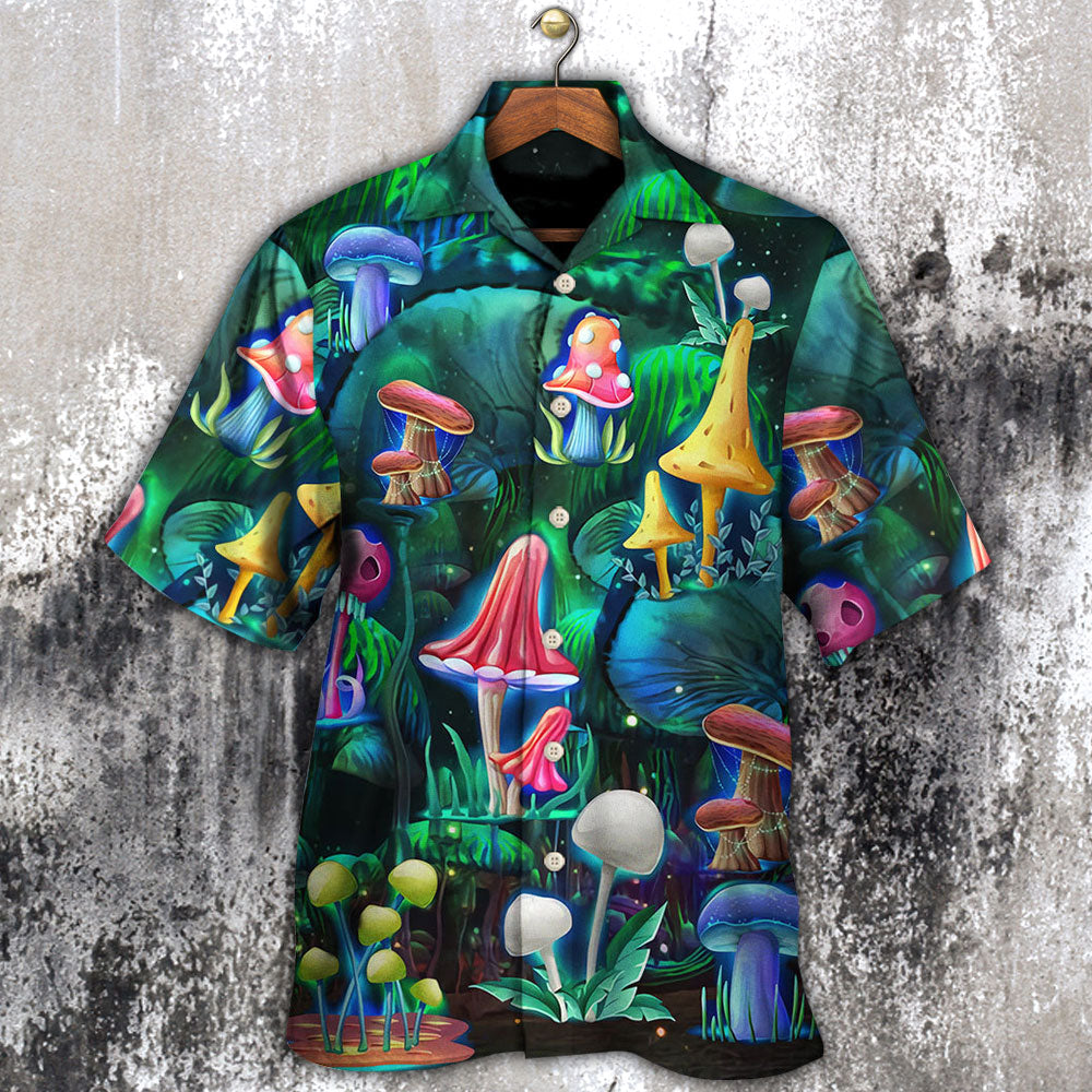 Hippie Mushroom Galaxy Neon Art - Hawaiian Shirt - Reefox