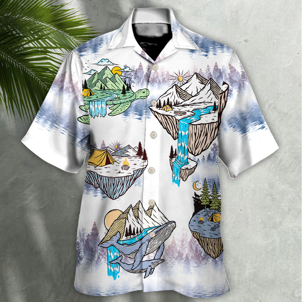 Camping Turtle And Shark - Hawaiian Shirt - Reefox