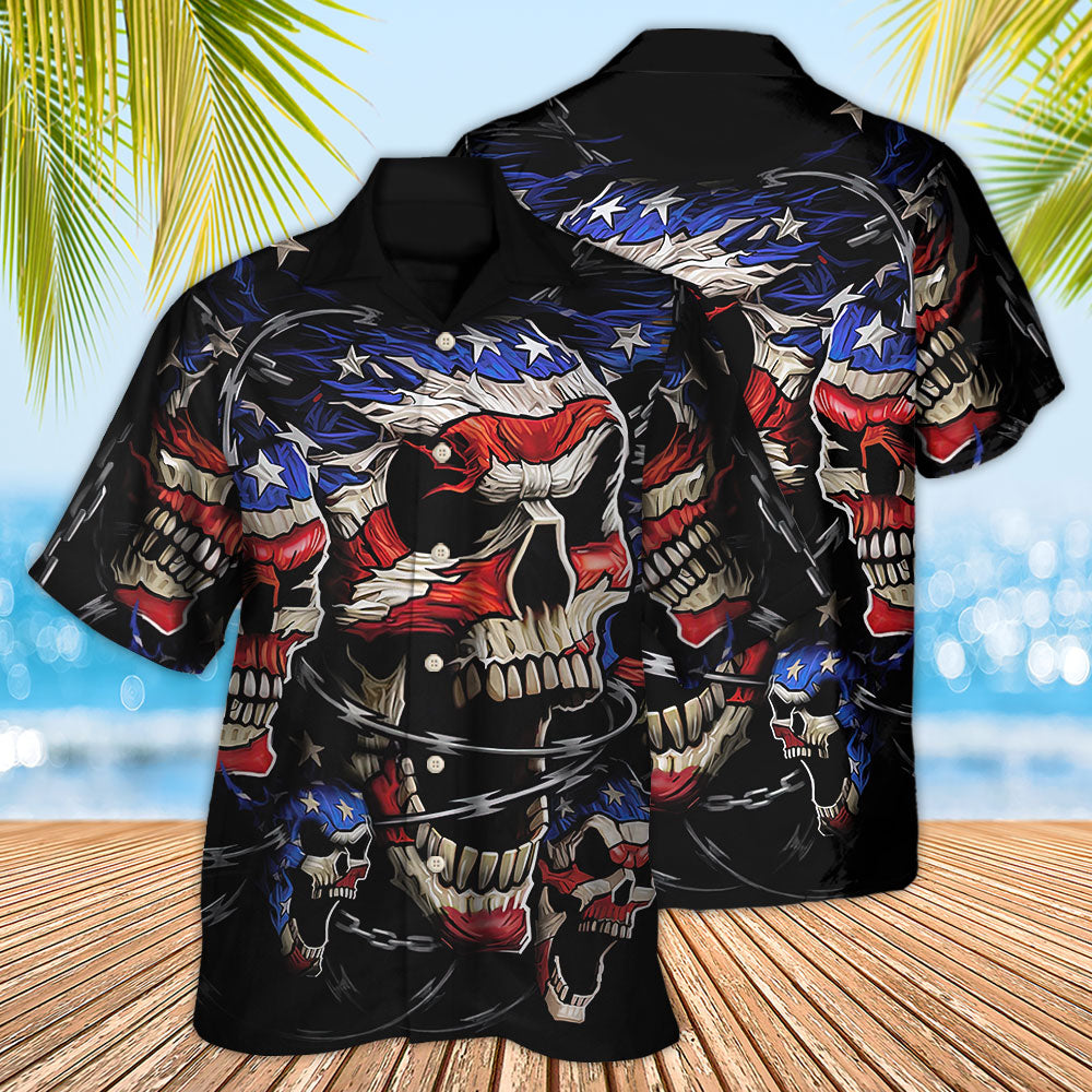 America Skull Love America Forever - Hawaiian Shirt - Reefox