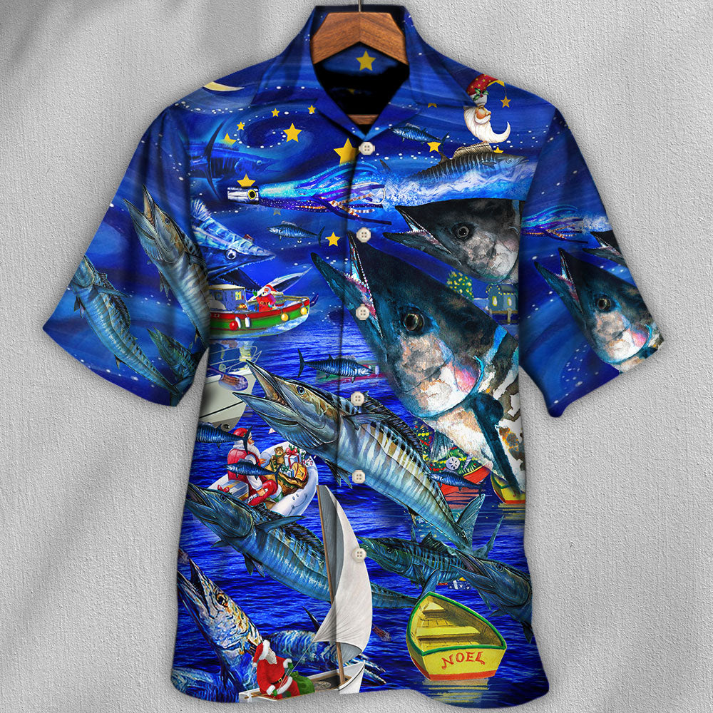 Fishing Love Ocean Blue Merry Christmas - Hawaiian Shirt - Reefox