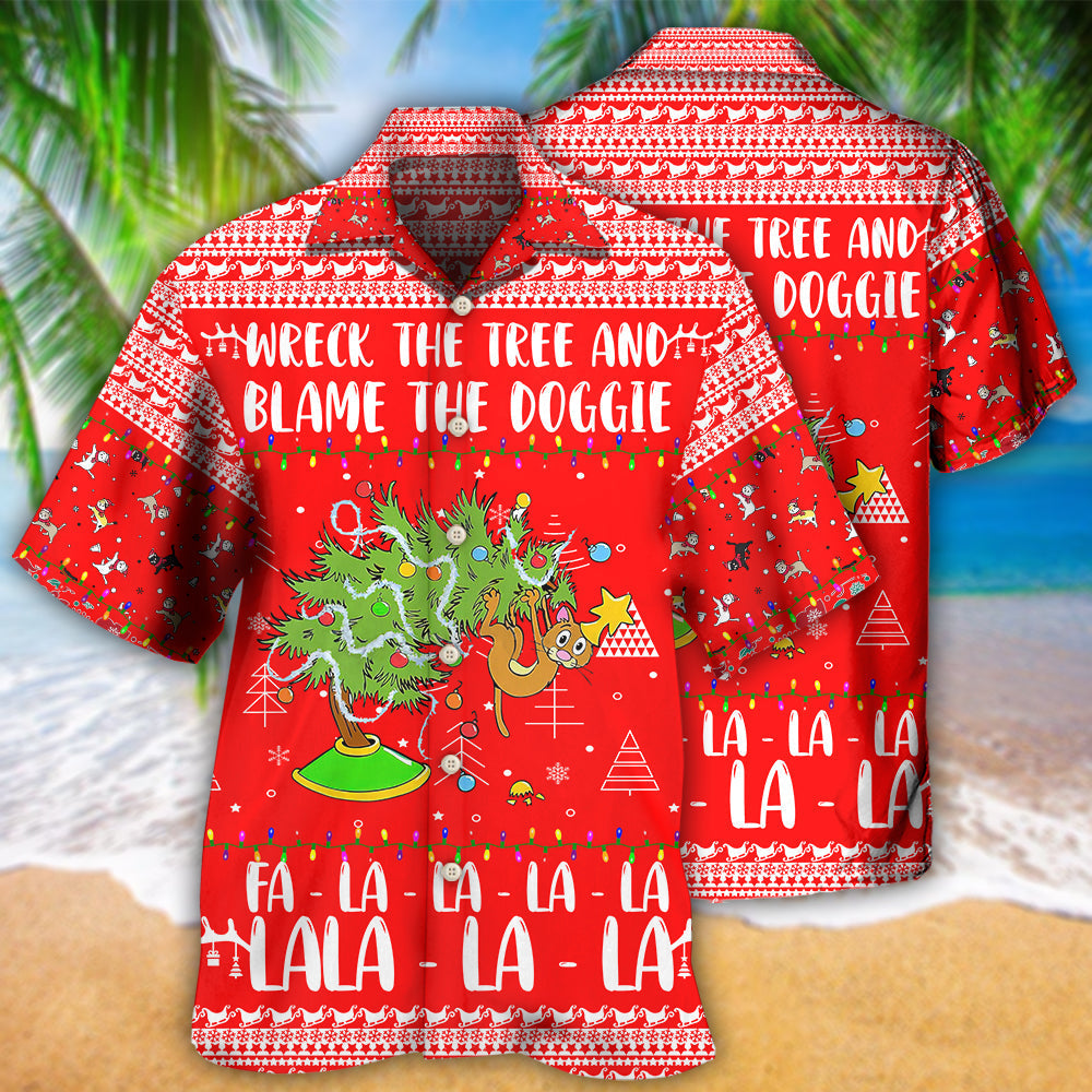 Cat Wreck The Tree Christmas Red Style - Hawaiian Shirt - Reefox