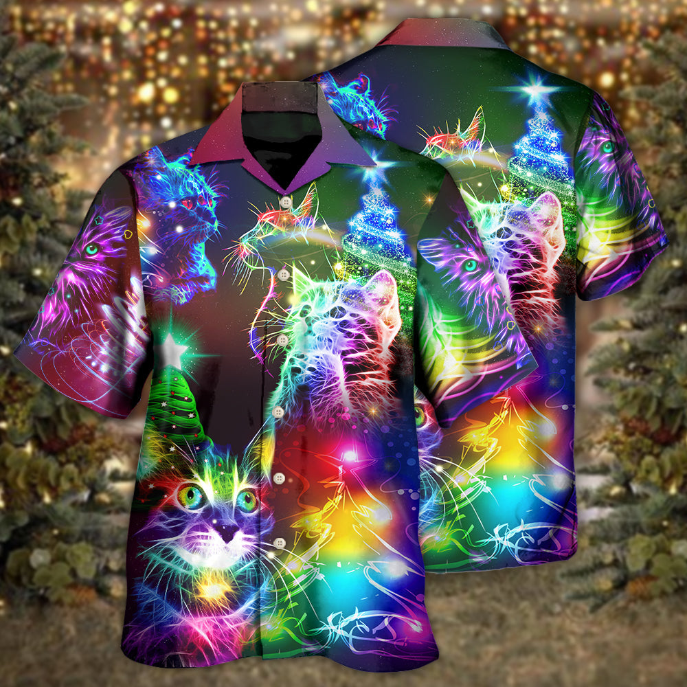 Cat Christmas Merry Everything Happy Always - Hawaiian Shirt - Reefox