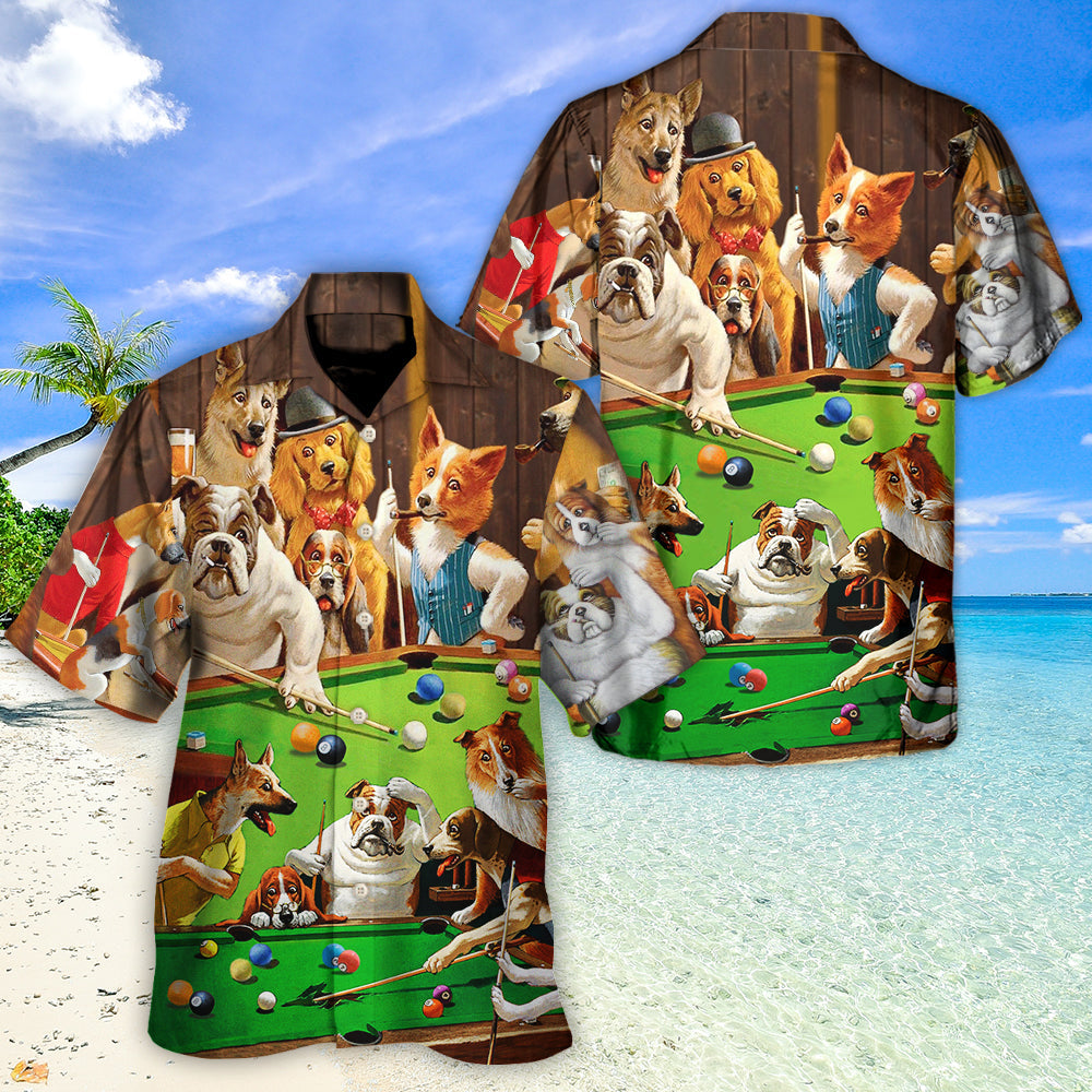 Billiard Dogs Playing Pool - Hawaiian Shirt