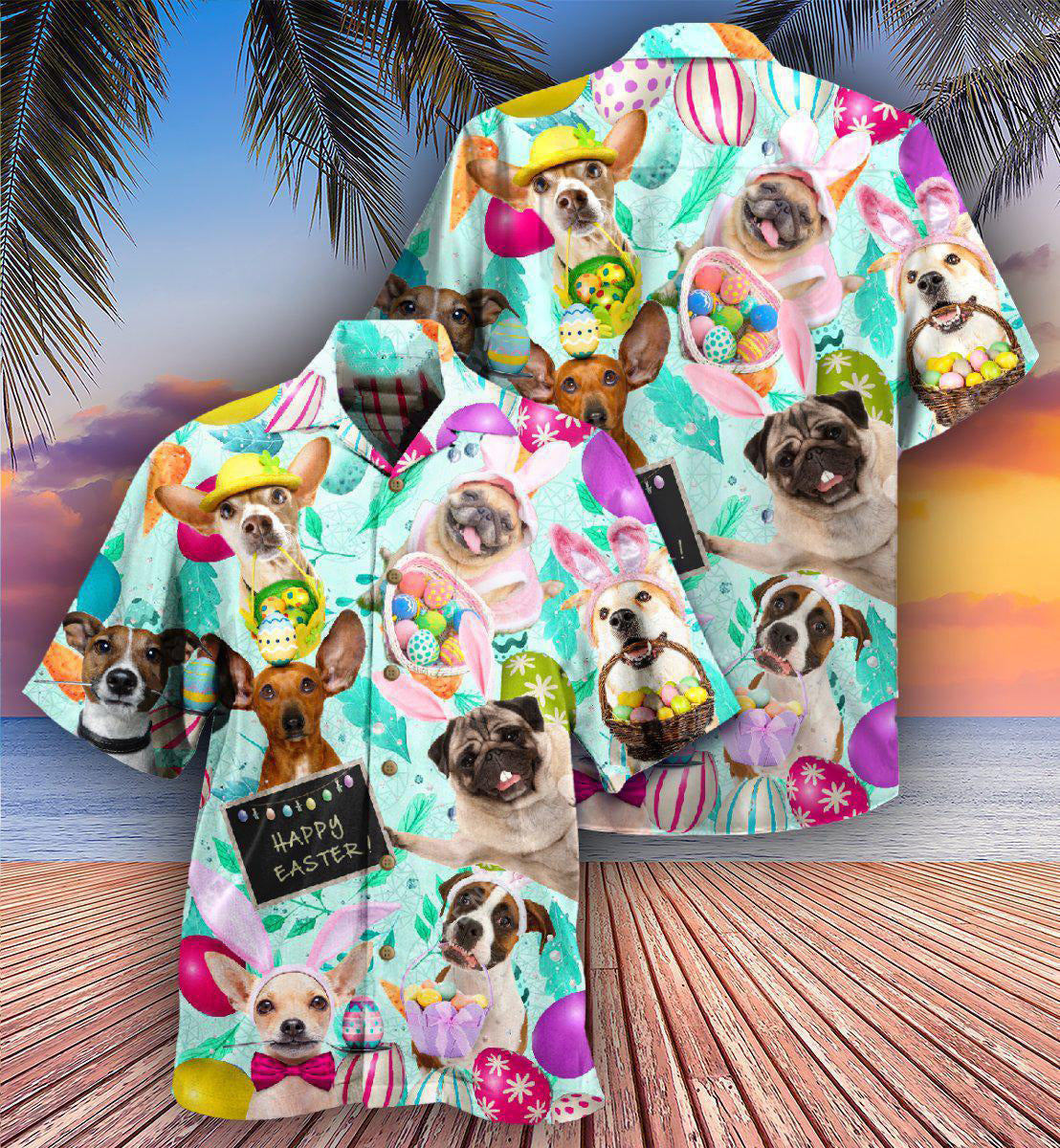 Easter Happy Lovely Dog With Eggs - Hawaiian Shirt - Reefox