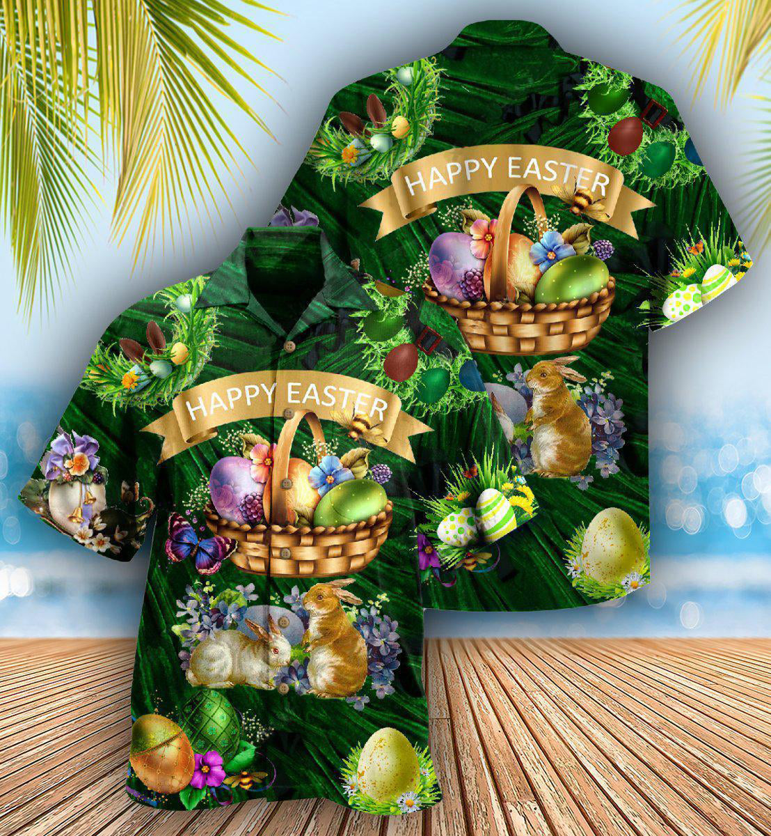 Easter Happy With Bunny Funny - Hawaiian Shirt - Reefox