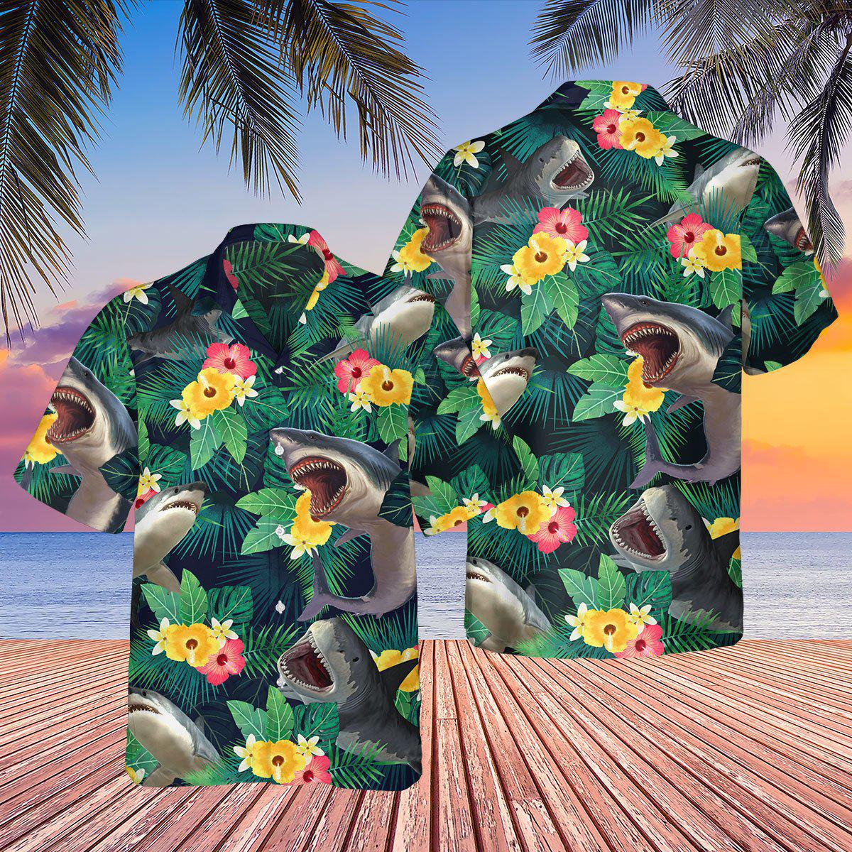 Shark Tropical Summer Vibes - Hawaiian Shirt - Reefox