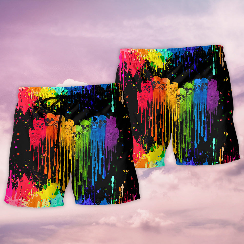 LGBT Heart Skull Style - Beach Short Reefox - Owls Matrix LTD