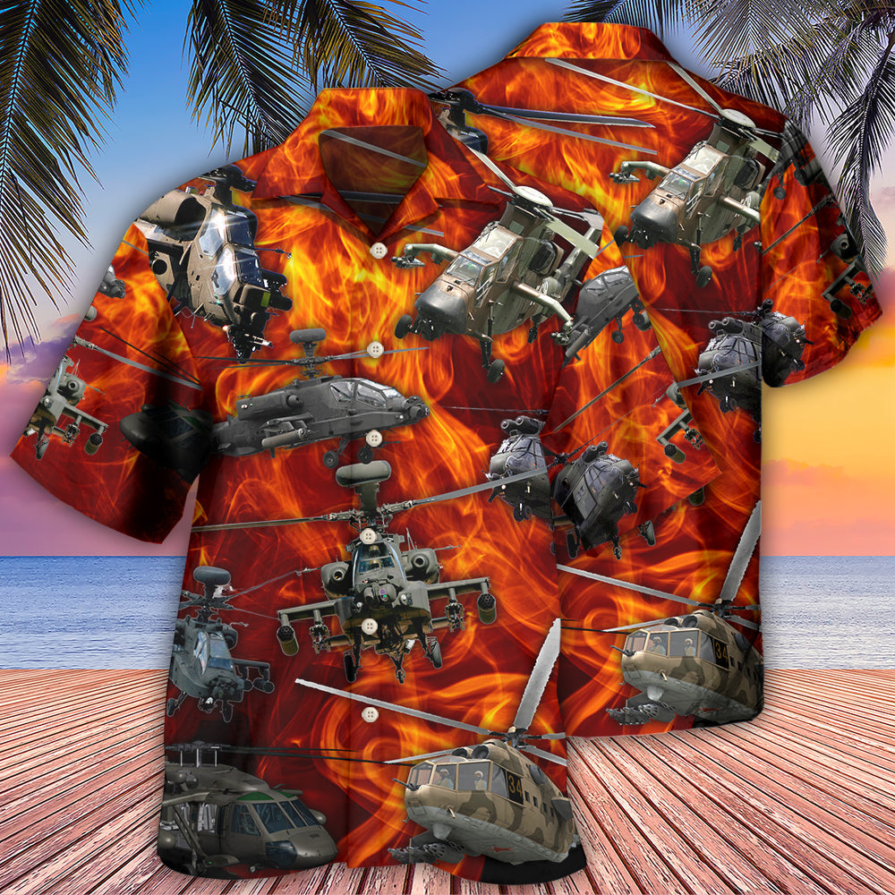 Helicopter On Fire - Hawaiian Shirt - Reefox
