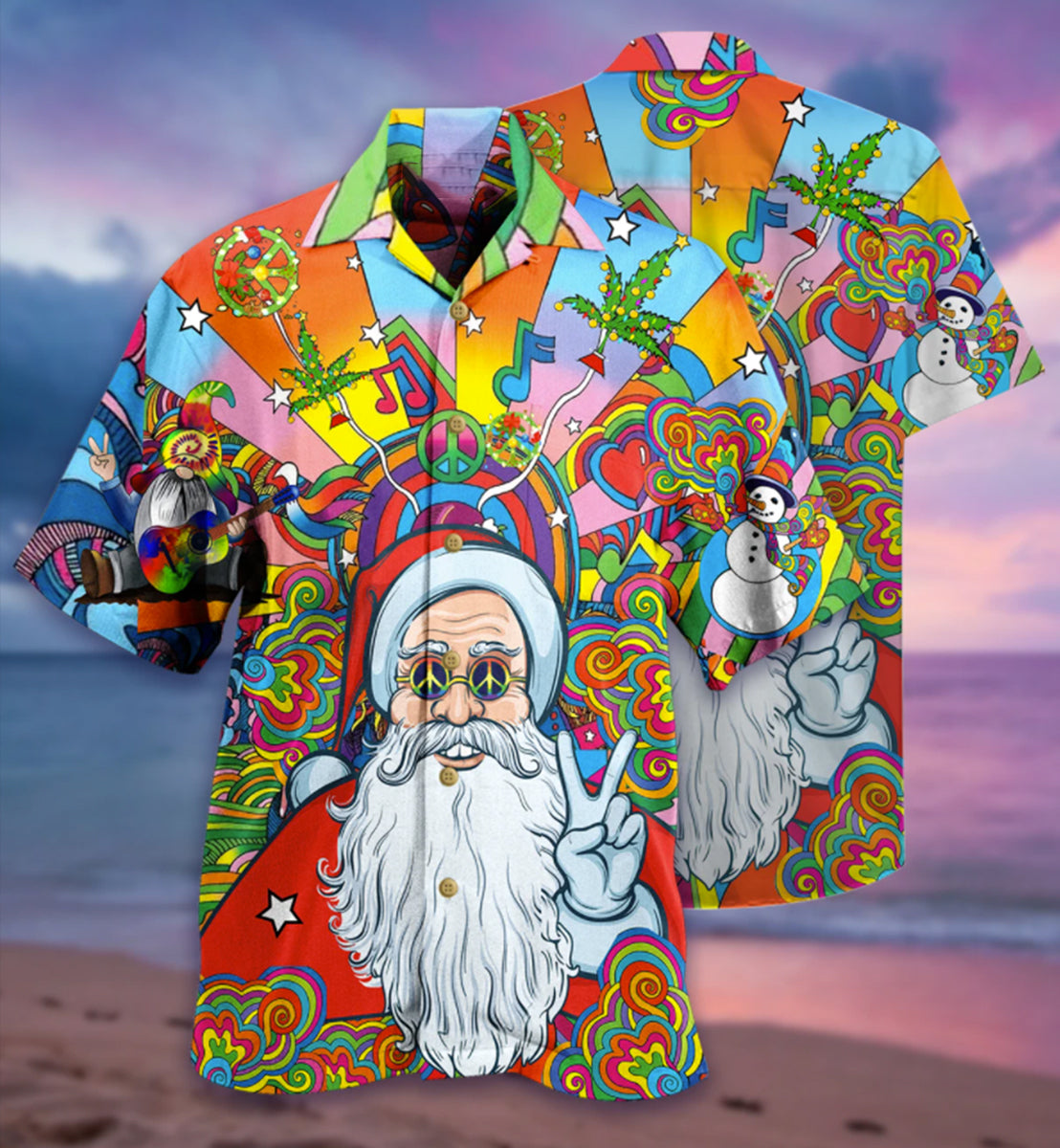 Hippie Funny Santa Claus - Hawaiian Shirt - Reefox
