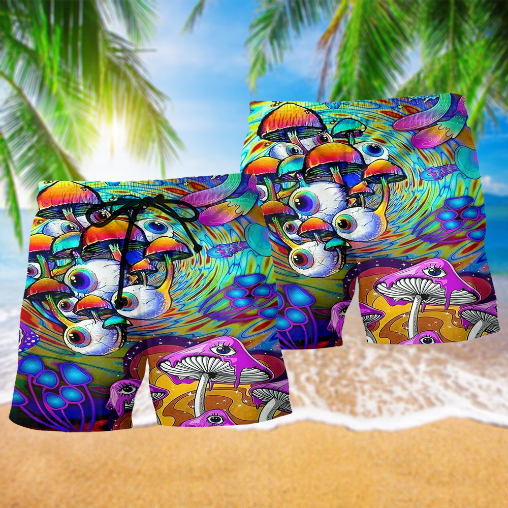 Hippie Mushroom Eyes Style - Beach Short Reefox - Owls Matrix LTD