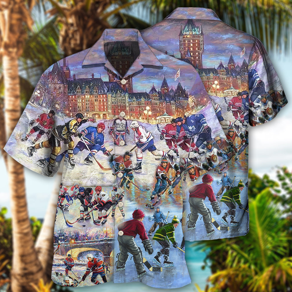 Ice Hockey Colorful Night - Hawaiian Shirt - Reefox