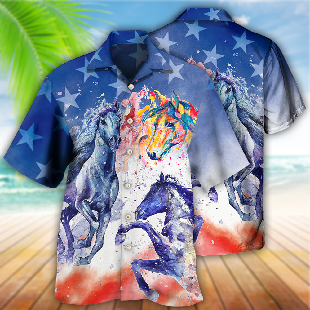 Horse Independence Day - Hawaiian Shirt - Reefox