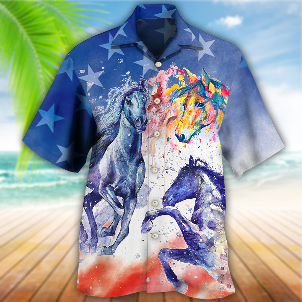 Horse Independence Day - Hawaiian Shirt - Reefox