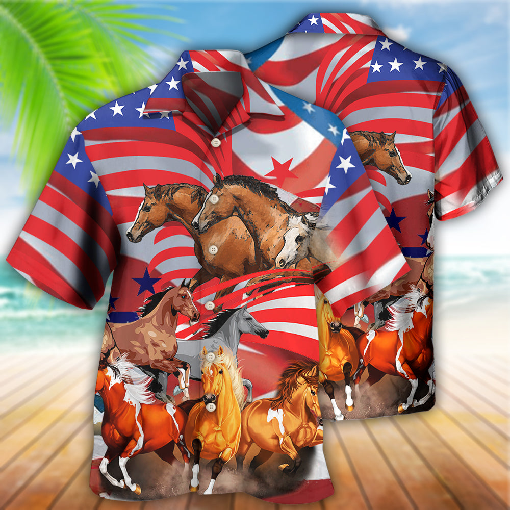 Horse Independence Day America - Hawaiian Shirt - Reefox
