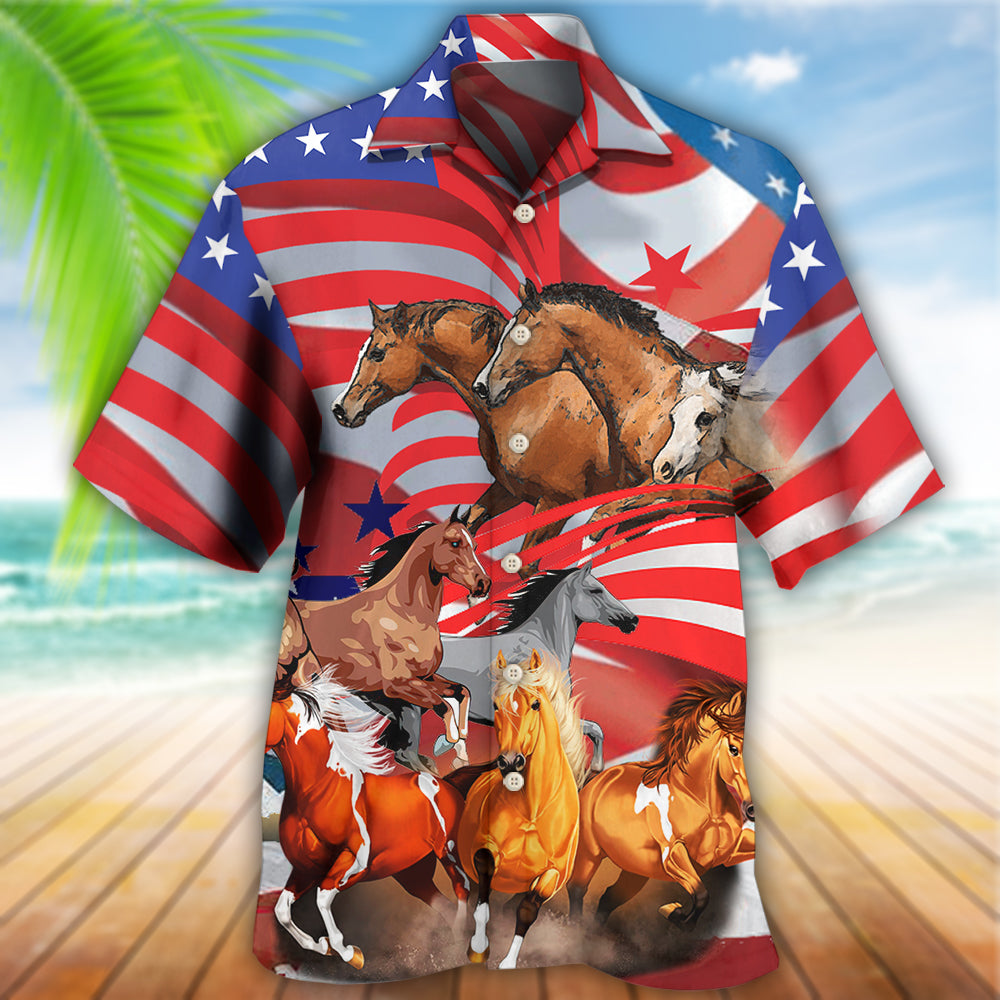 Horse Independence Day America - Hawaiian Shirt - Reefox