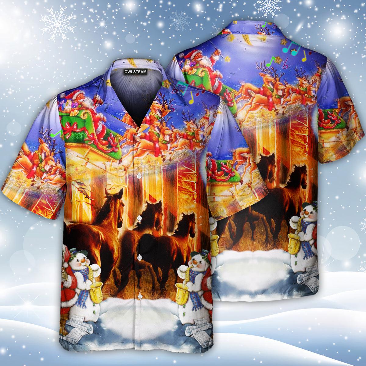 Christmas Santa Claus Horse Merry Christmas - Hawaiian Shirt - Reefox