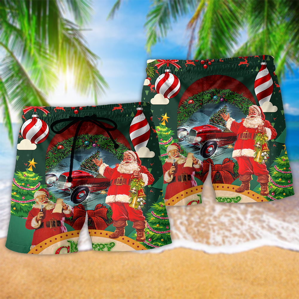 Hot Rod Merry Christmas Happy With Funny - Beach Short Reefox - Owls Matrix LTD