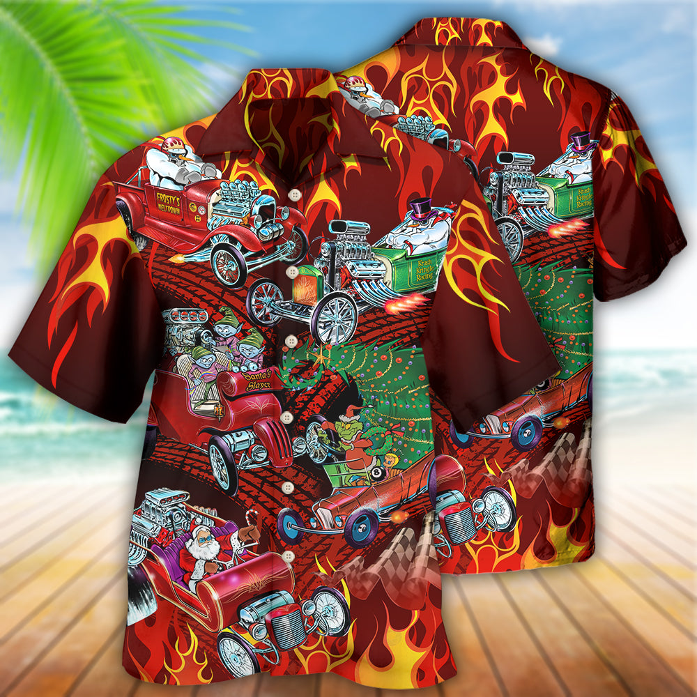 Hot Rod Merry Christmas Red Style - Hawaiian Shirt - Reefox