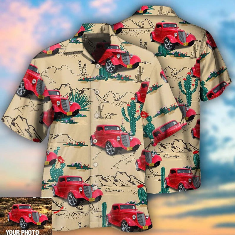 Hot Rod On The Desert Basic Style Custom Photo - Hawaiian Shirt - Reefox