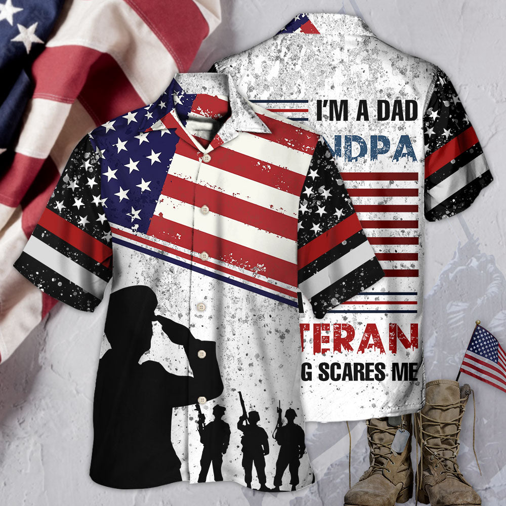 Veteran I Am A Dad Grandpa And A Veteran With Usa Flag - Hawaiian Shirt - Reefox