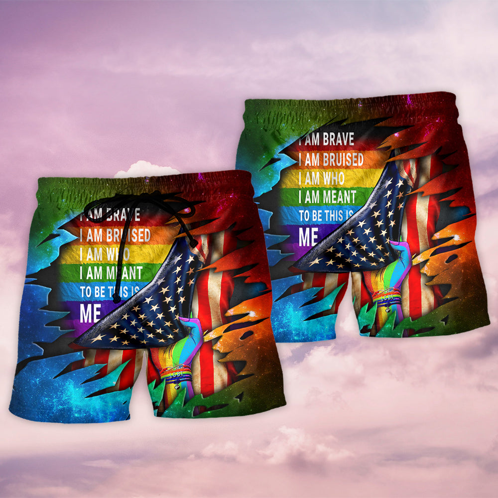 LGBT I Am Brave I Am Bruised Cool - Beach Short Reefox - Owls Matrix LTD