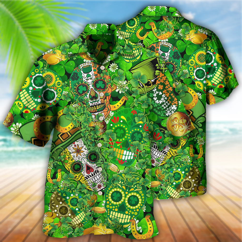 Irish Love Skull Happy And Gold - Hawaiian Shirt - Reefox