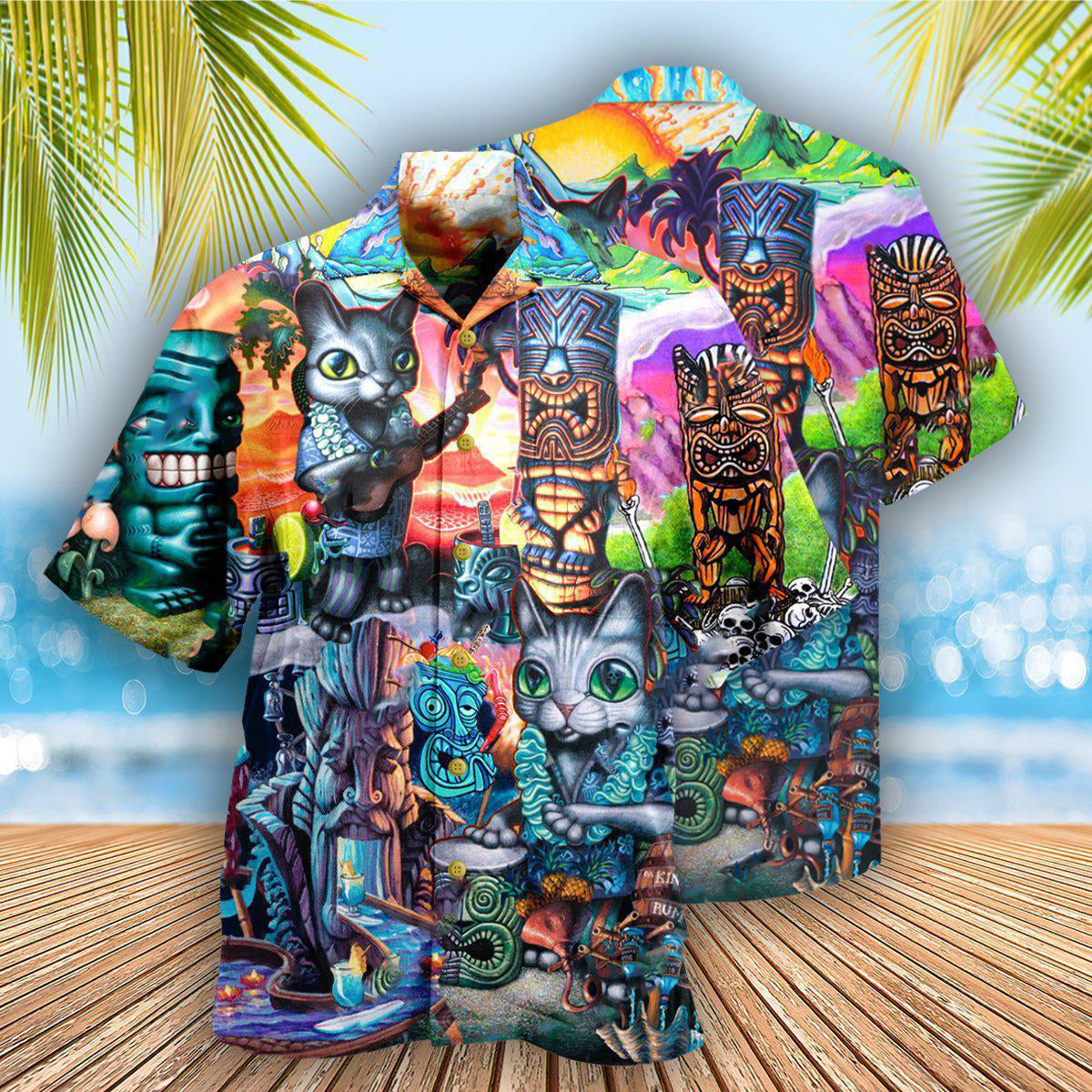 Tiki It's Time And Cat - Hawaiian Shirt - Reefox