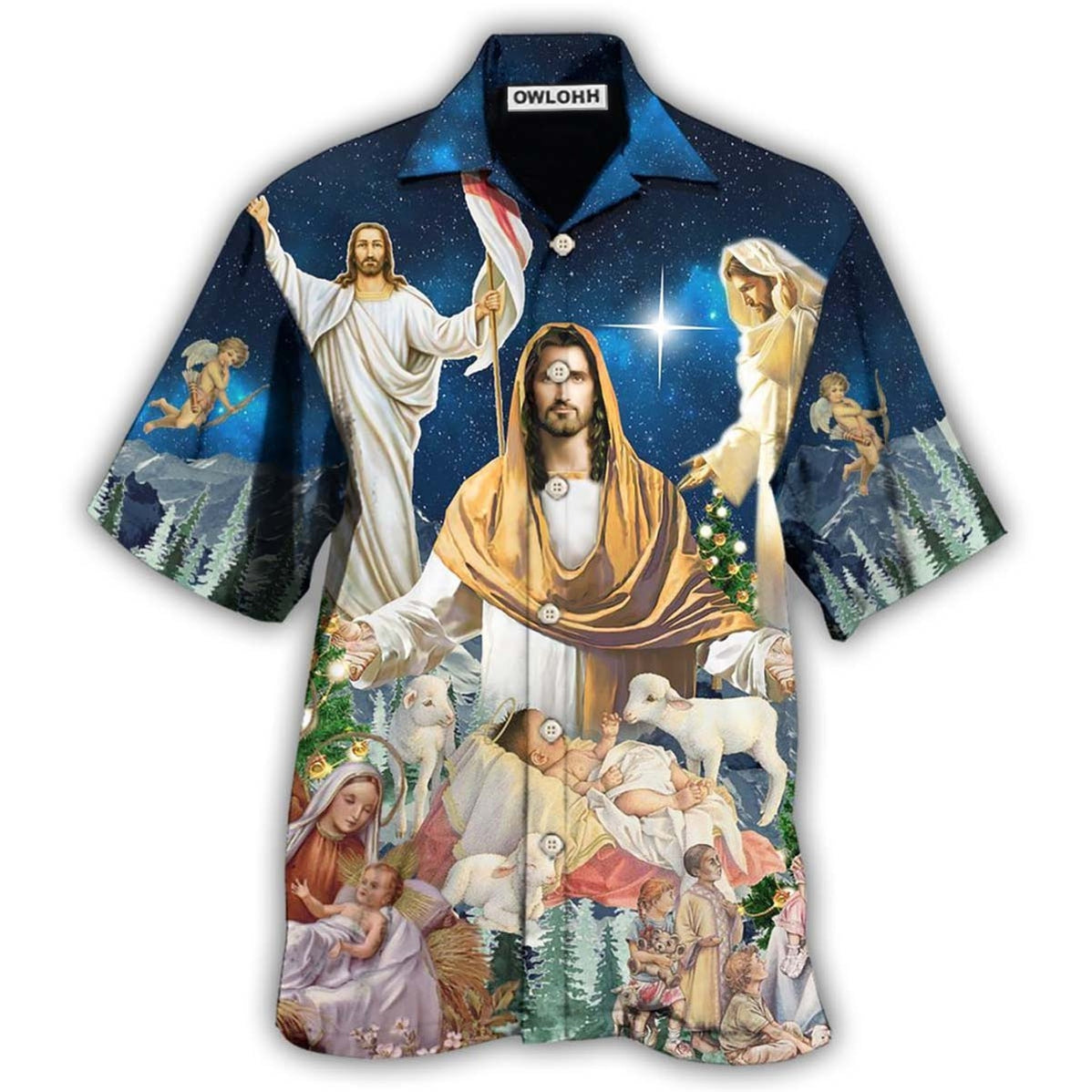 Hawaiian Shirt / Adults / S Jesus Christmas Miracle Night - Hawaiian Shirt - Reefox