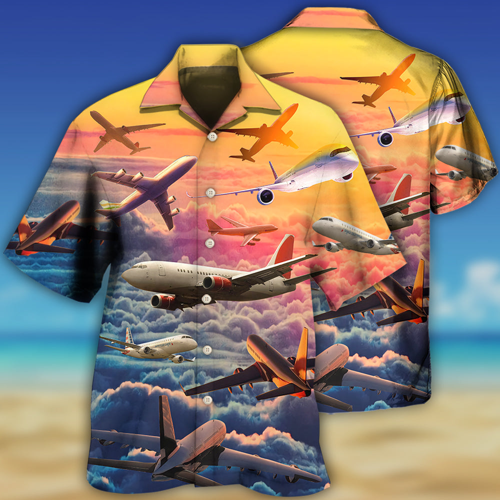 Airplane Let Your Dreams Take Flight Style - Hawaiian Shirt - Reefox